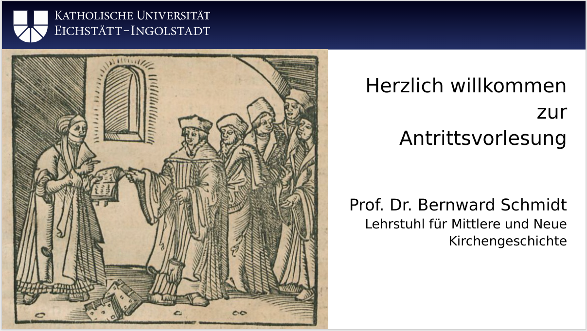 Startseite der Präsentation zur Antrittsvorlesung von Prof. Schmidt