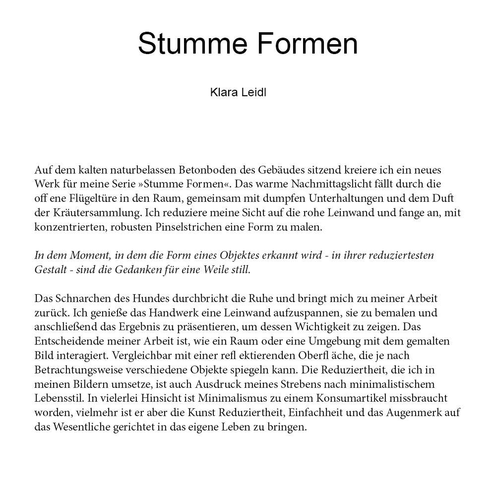 Carte blanche # 31 Klara Leidl Text