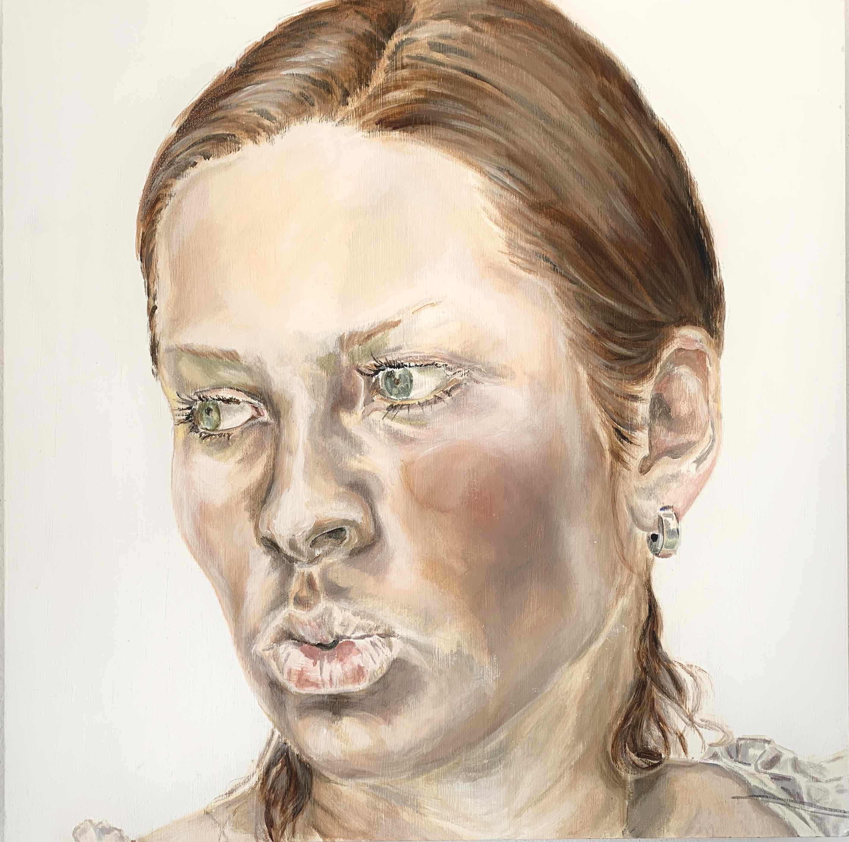 Schweiger Christine, Selbstporträt, 2004, Acrylfarbe auf MDF-Platte, 60 x 60 cm