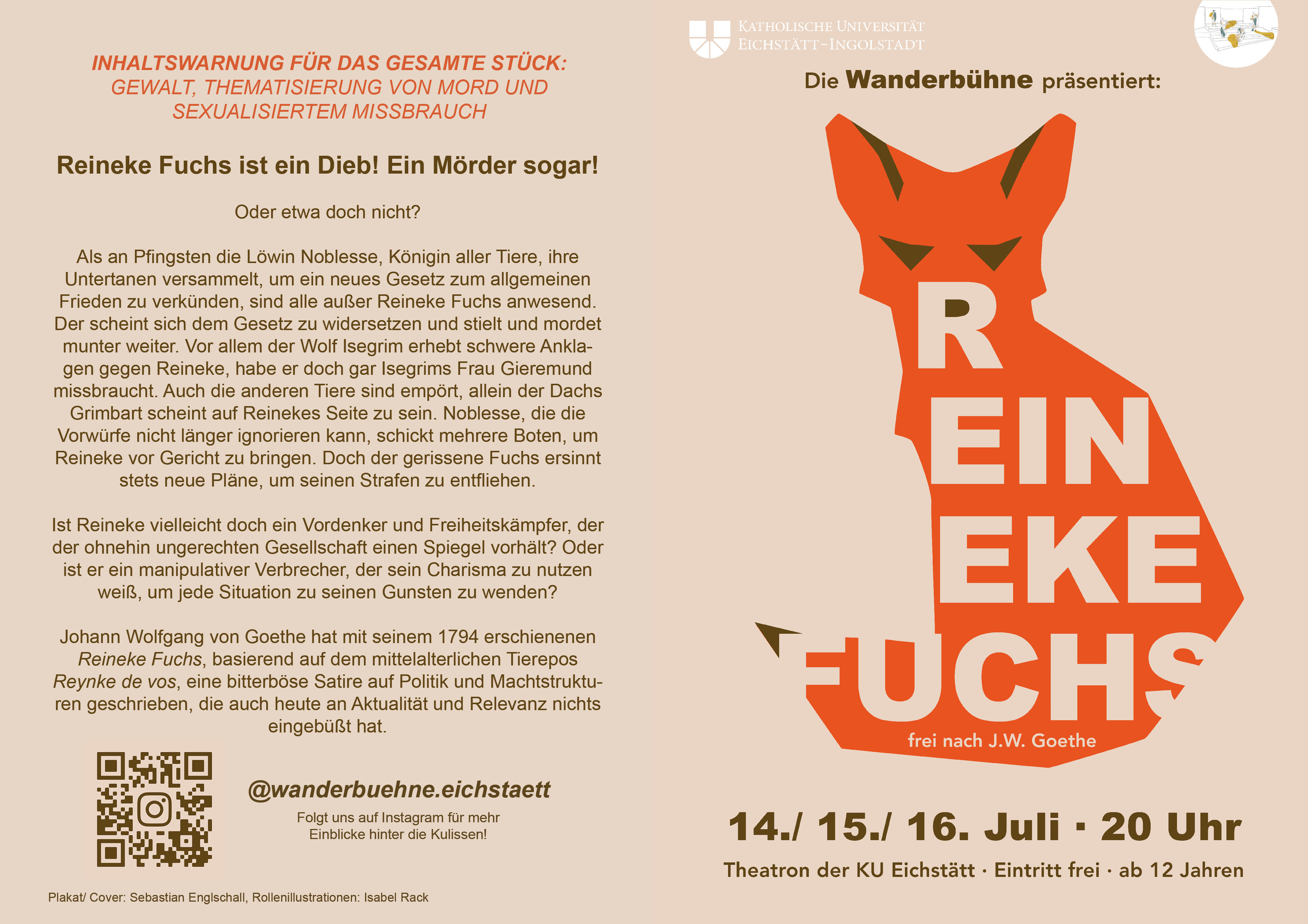Programmheft Reineke Fuchs, Wanderbühne, Juli 2023
