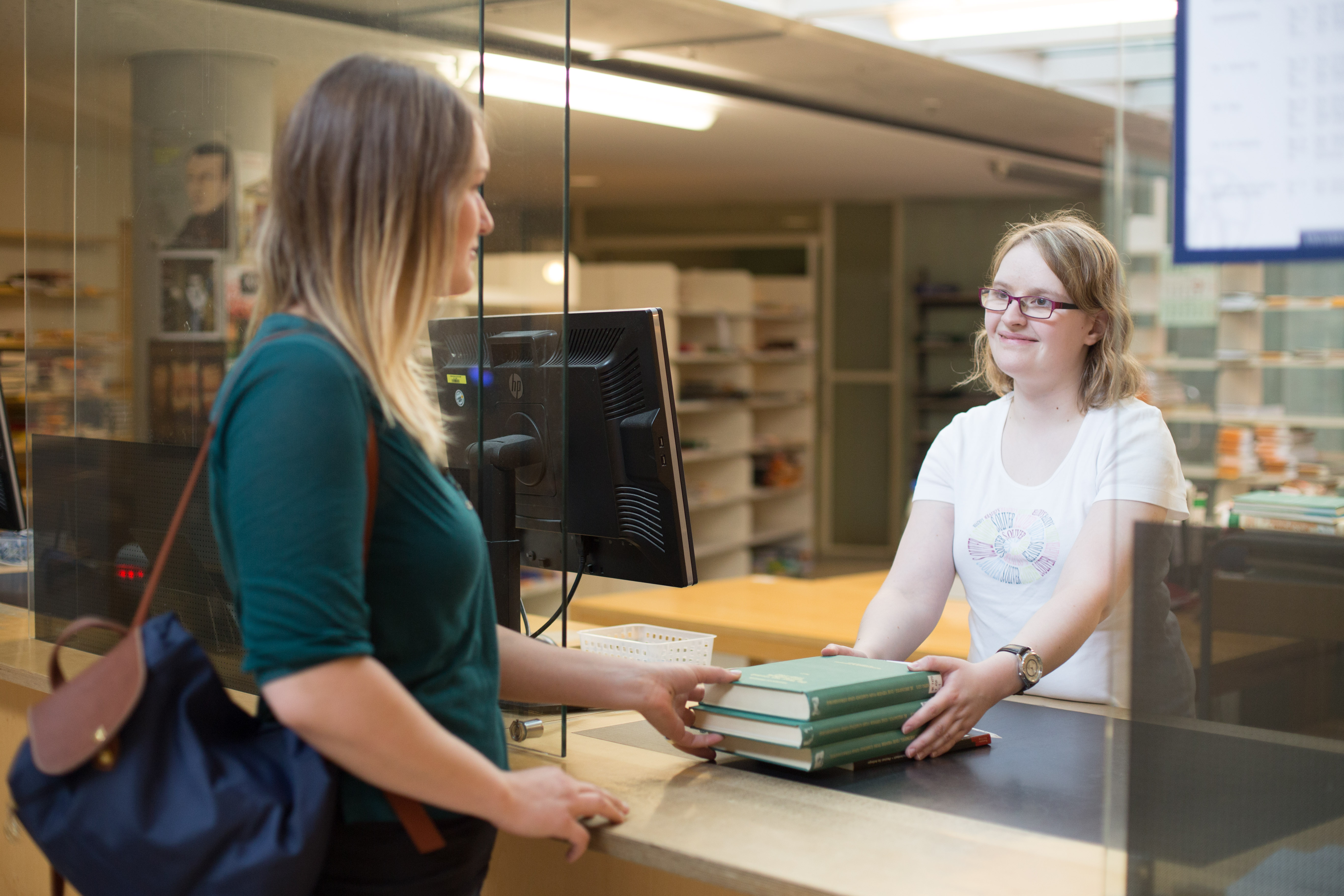 The lending desk in the Main Library