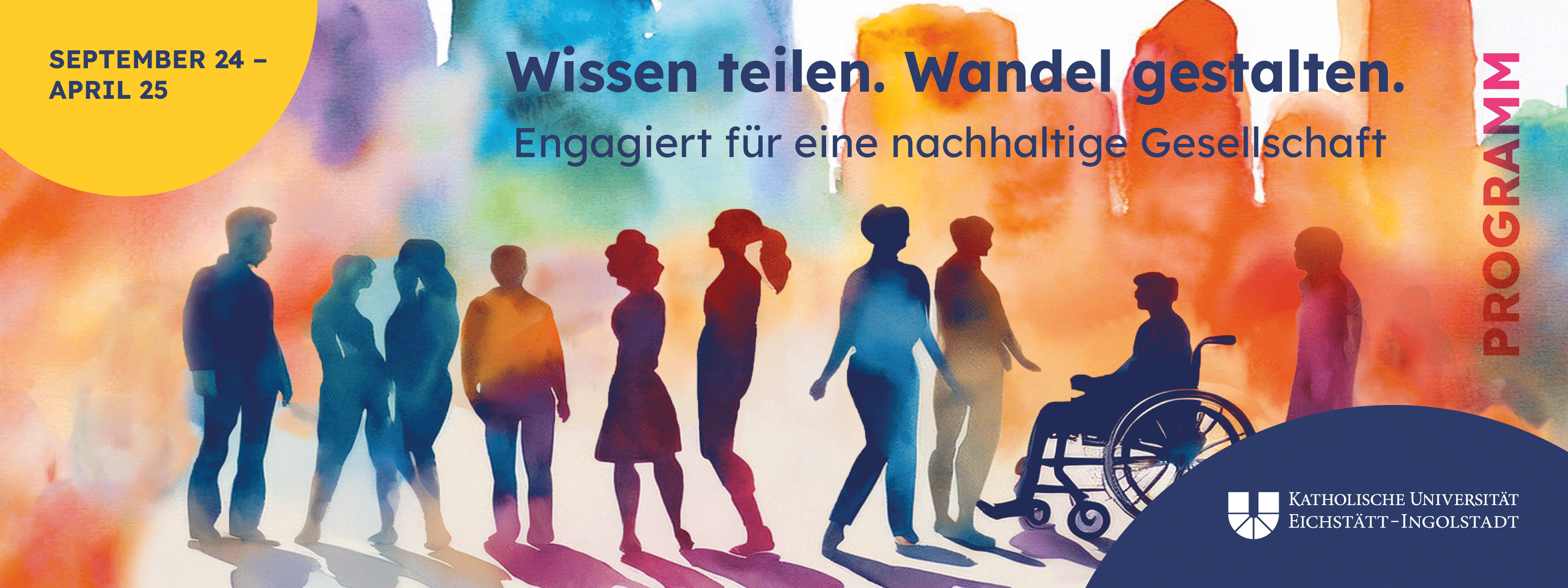 Titelbild mit Text: Wissen teilen. Wandel gestalten. 