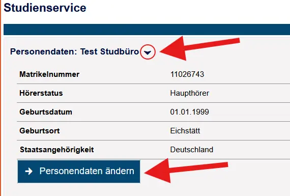 &Auml;ndern Personendaten