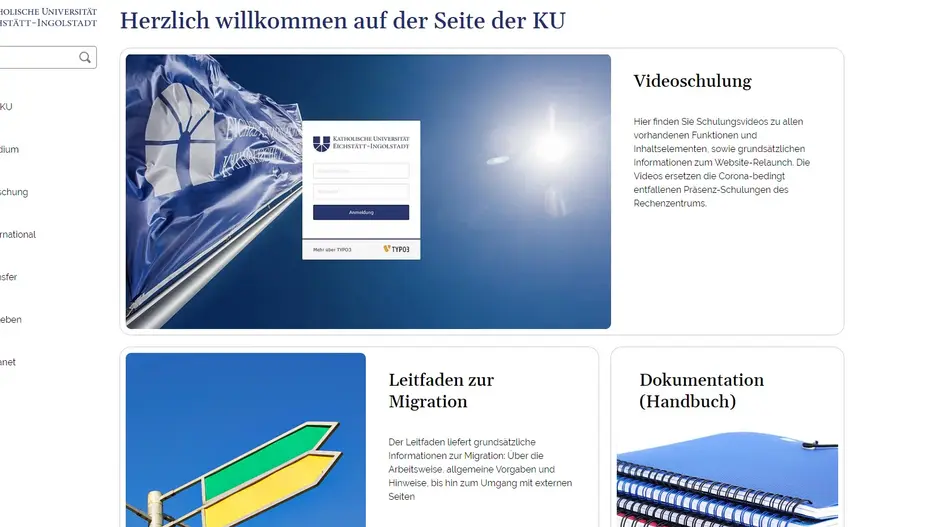 Neuer Webauftritt der KU - Startseite