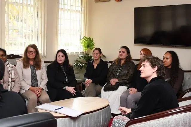 The visitors in the Vice Chancellor's office