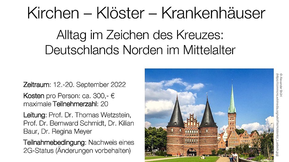 Einladung des Lehrstuhls für Mittlere und Neue Kirchengeschichte zu einer Expedition nach Norddeutschland im September 2022.