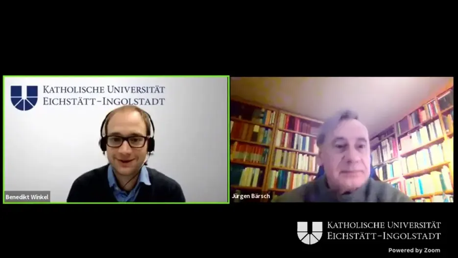 Prof. Bärsch und Benedikt Winkel im Zoom-Gespräch