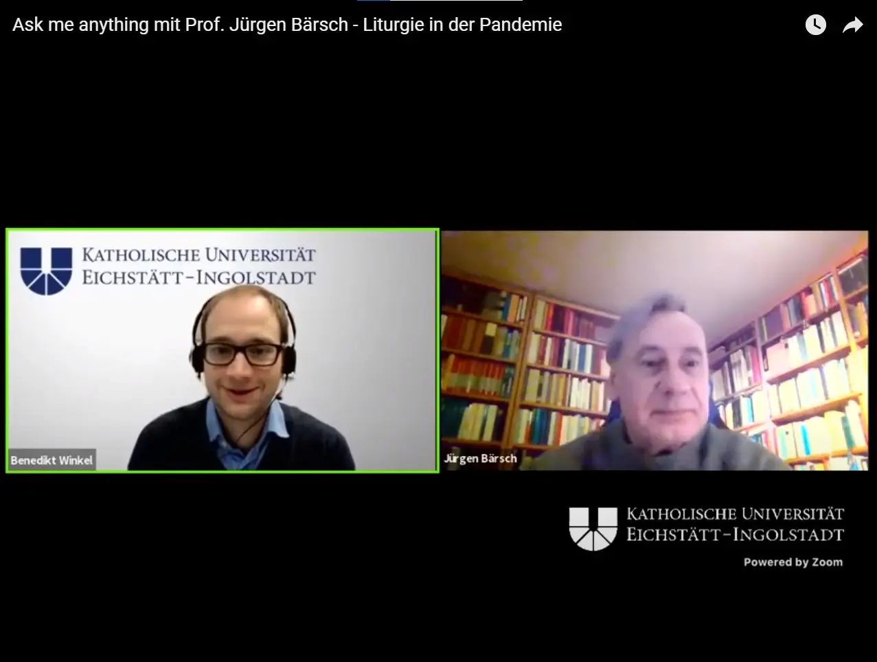 Prof. Bärsch und Benedikt Winkel im Zoom-Chat