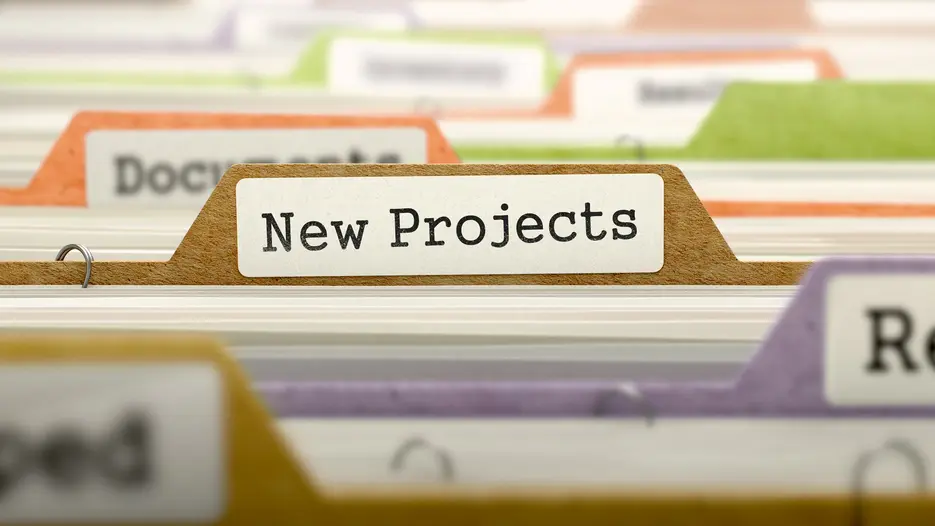 Karteimappe mit Aufschrift New Projects