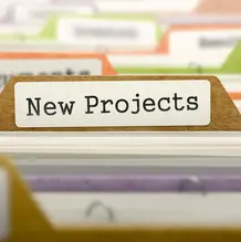 Karteimappe mit Aufschrift New Projects