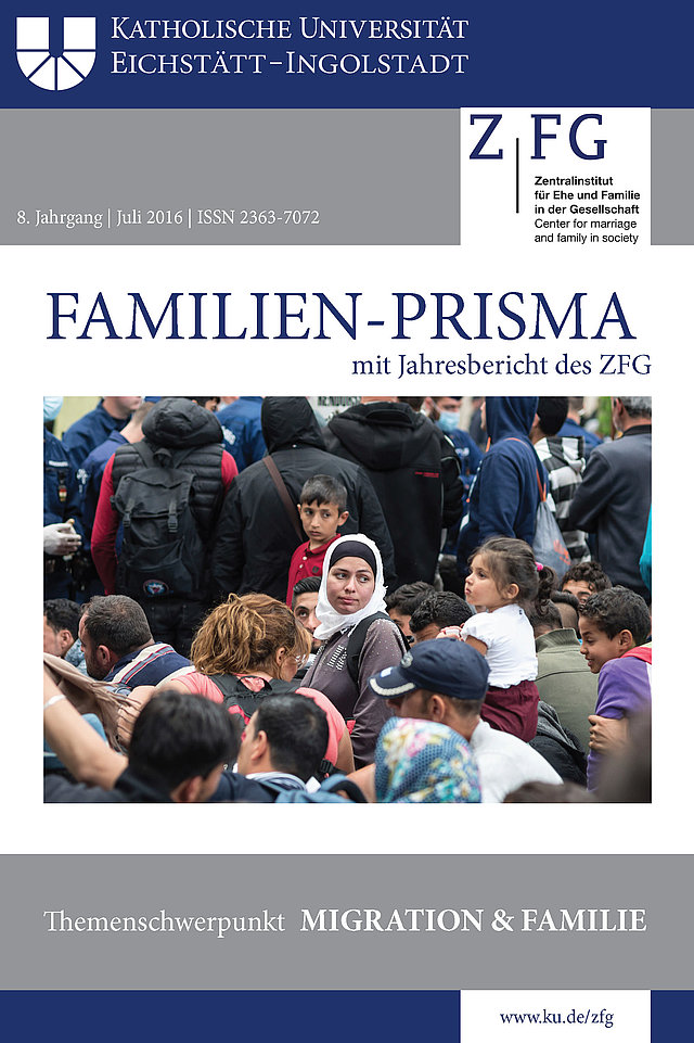 [Translate to Englisch:] Titelseite Familien-Prisma Ausgabe 2016 Schwerpunkt Migration und Familie