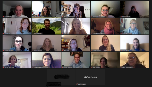 Screenshot mit Teilnehmer*innen einer Videokonferenz im Rahmen der Tf-KVT Trainings