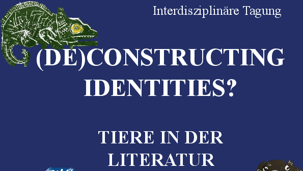 Zu sehen ist ein Plakat, das die Veranstaltung (De-)Constructing Identities bewirbt