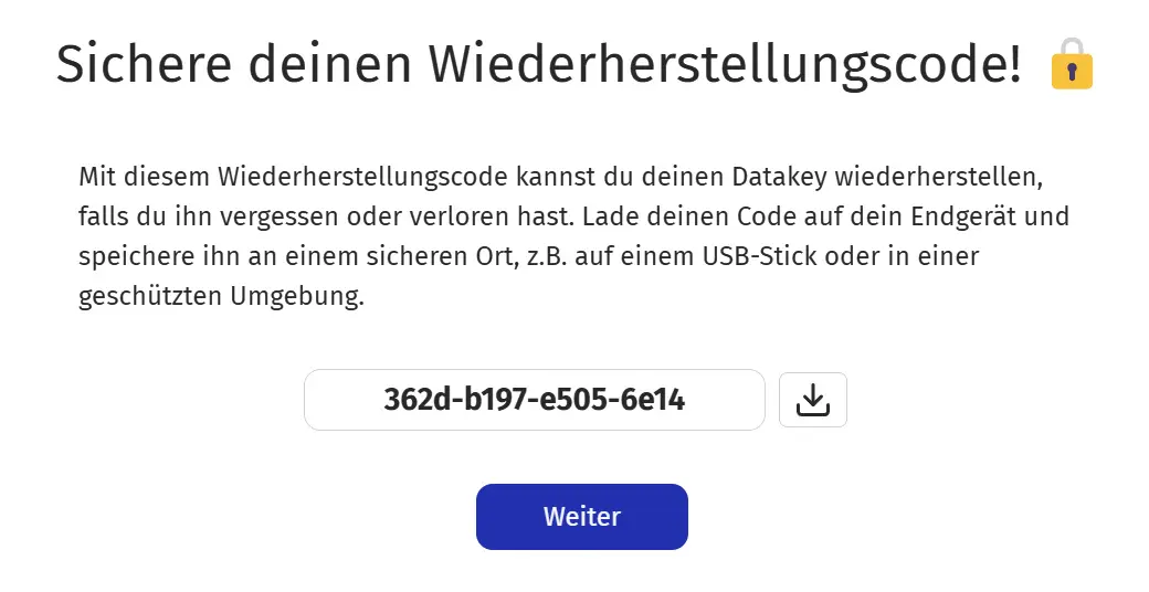 HAWKI 2.0.1 - Wiederherstellungscode sichern