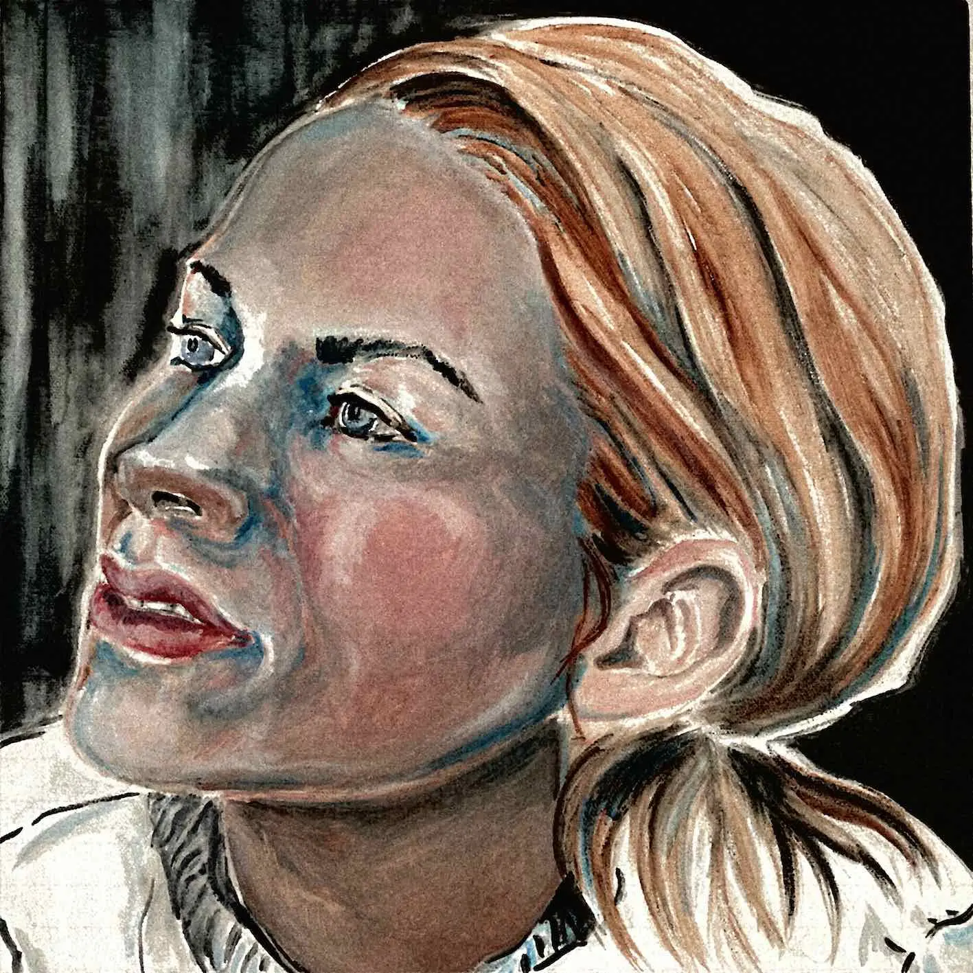 Schweiger Christine, Ich, 2018, Aquarell und Gouache auf Leinwand, 40 x 40 cm