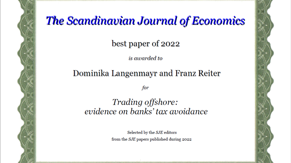 Certificate Scandinavian Journal of Economics