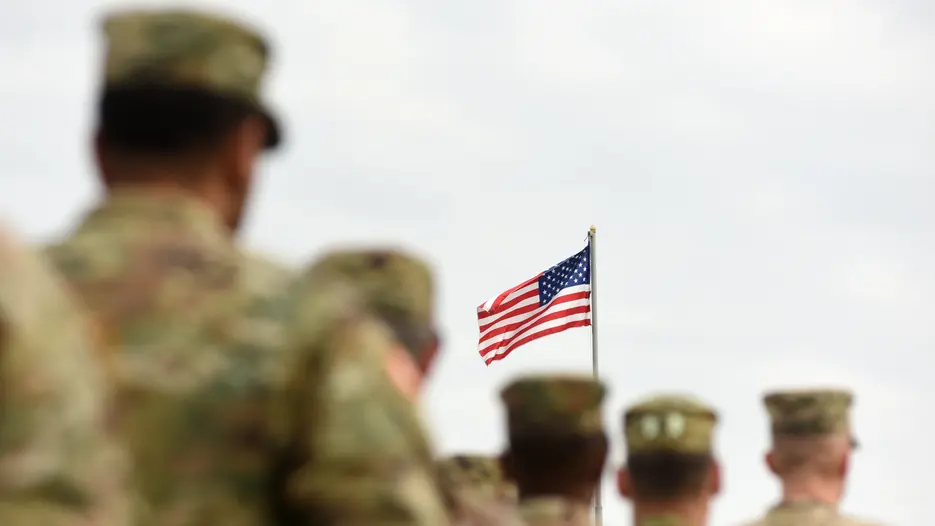 Soldaten mit US-Flagge