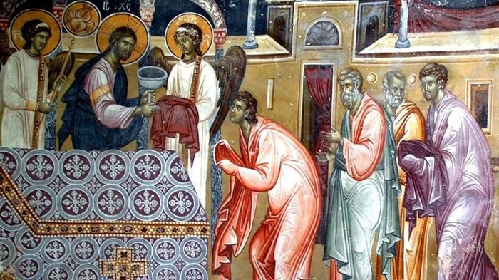 Apostelkommunion – Fresko aus dem Kloster Studenica, Serbien