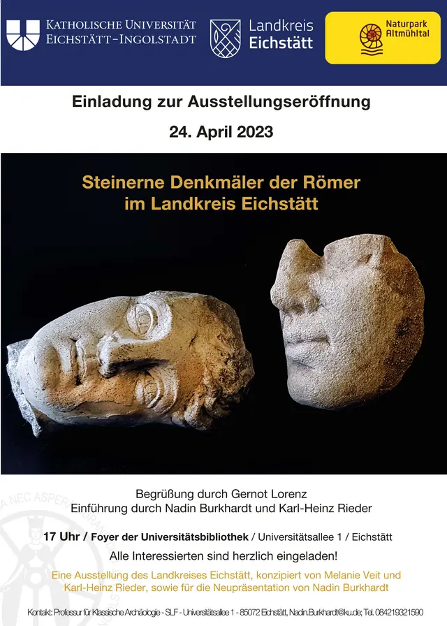 Plakat zur Sonderausstellung „Steinerne Denkmäler der Römer im Landkreis Eichstätt“
