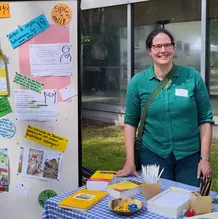 Prof. Dr. Cornelia Rémi, Mitspielwand Deutschdidaktik (Tag der offenen Tür 2023)