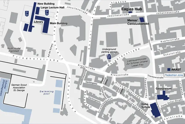 Lageplan der Geb&auml;ude in Ingolstadt