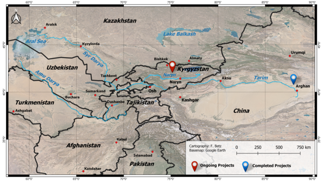 [Translate to Englisch:] Die Untersuchungsgebiete der APG in Zentralasien
