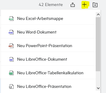 Office Dateien direkt in Filr erzeugen