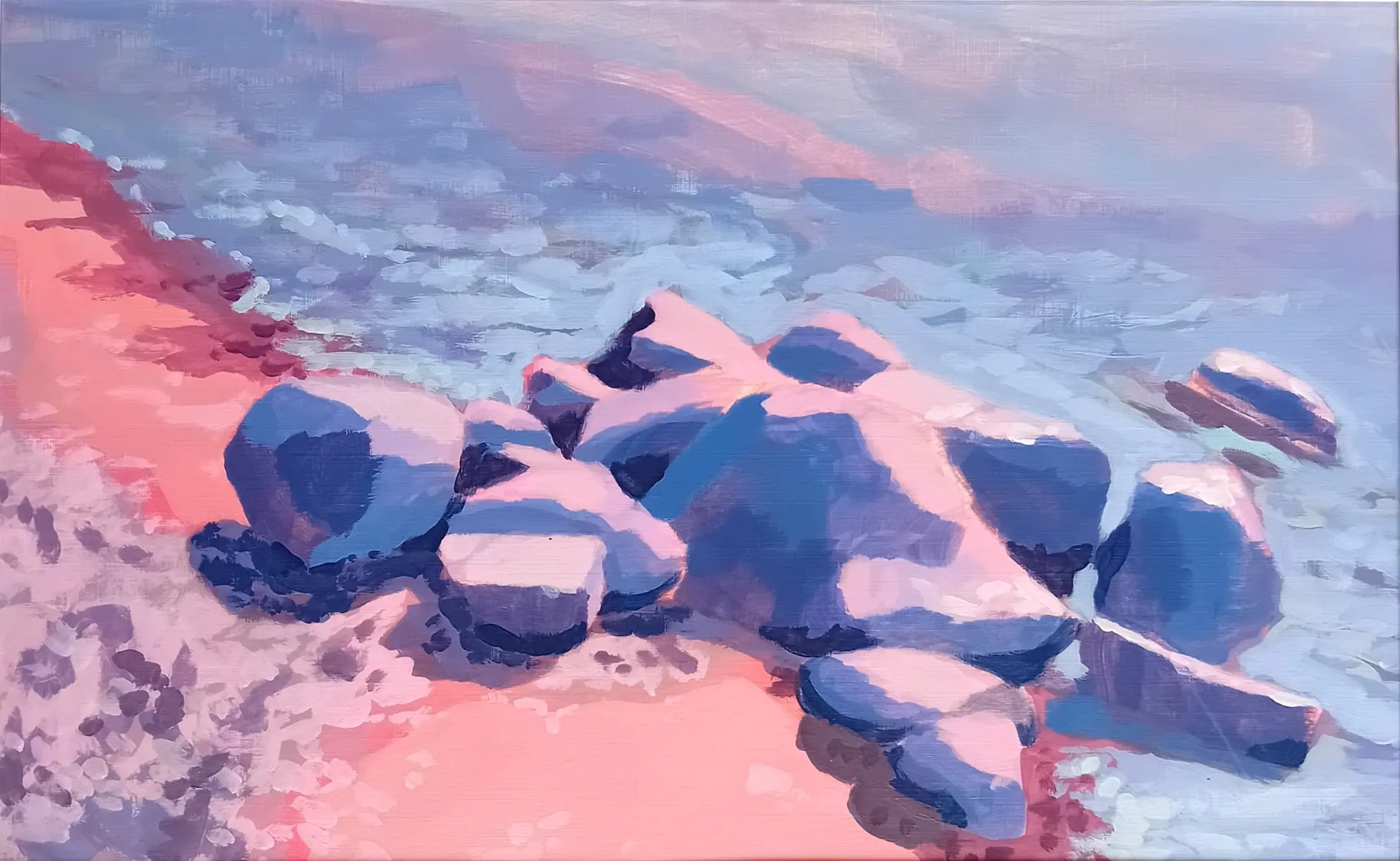 "08_Matthias_Lins_Steine_am_Ufer_2024_Acryl_auf_Papier_23x37cm