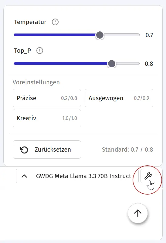 Einstellungen von Temperatur und Top_P