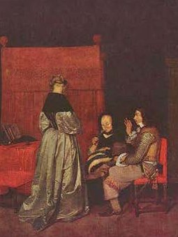  "Galante Konversation" von Gerard ter Borch, 1654-55, Öl auf Leinwand, Berlin, Staatliche Museen/Gemäldegalerie