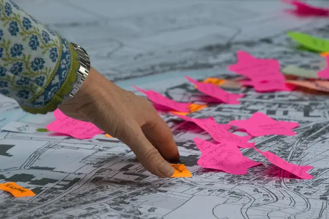 Eine Karte mit Post-Its 