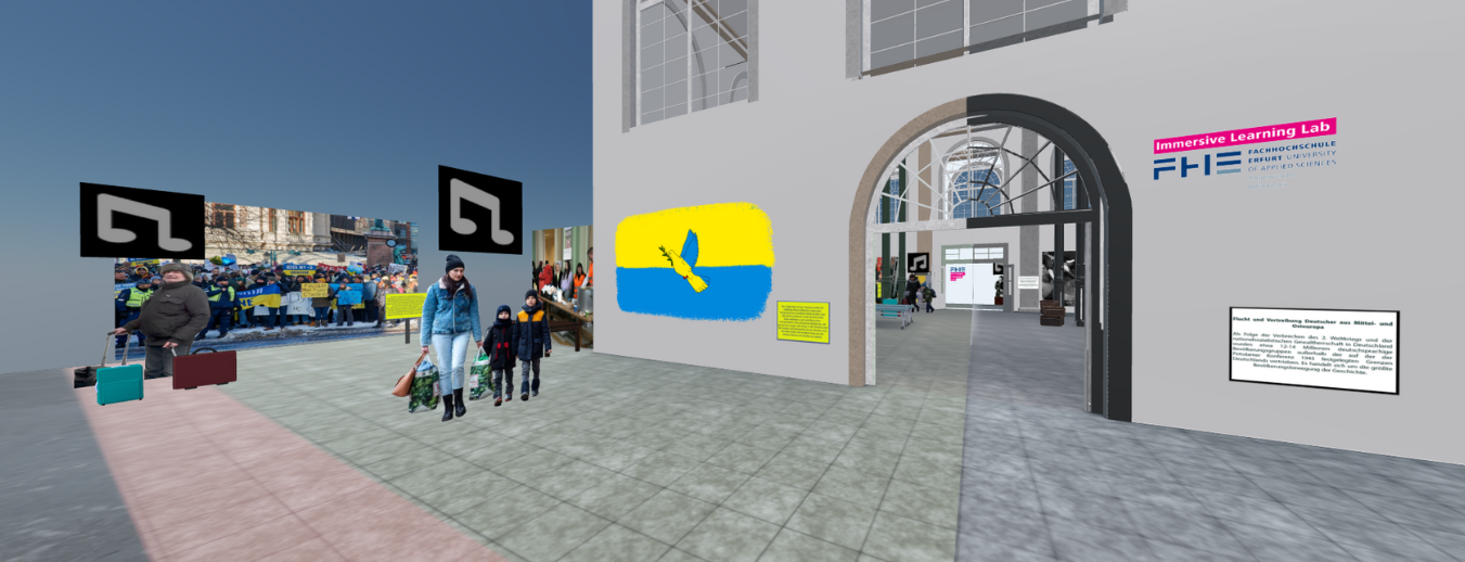 Screenshot des VR-Raums zum Thema "Flucht"