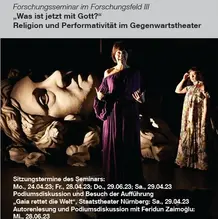 Plakat zum Forschungsseminar "Was ist jetzt Gott?..."