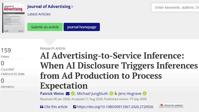 Publication in Journal of Advertising