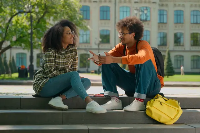 Two students studying