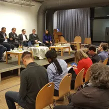 Konstruktiver Dialog zu einem komplexen Gefüge: Die europäische Sicherheitsarchitektur nach dem Brexit war Thema einer prominent besetzten Podiumsdiskussion im Studihaus. Foto: Thomas Schön