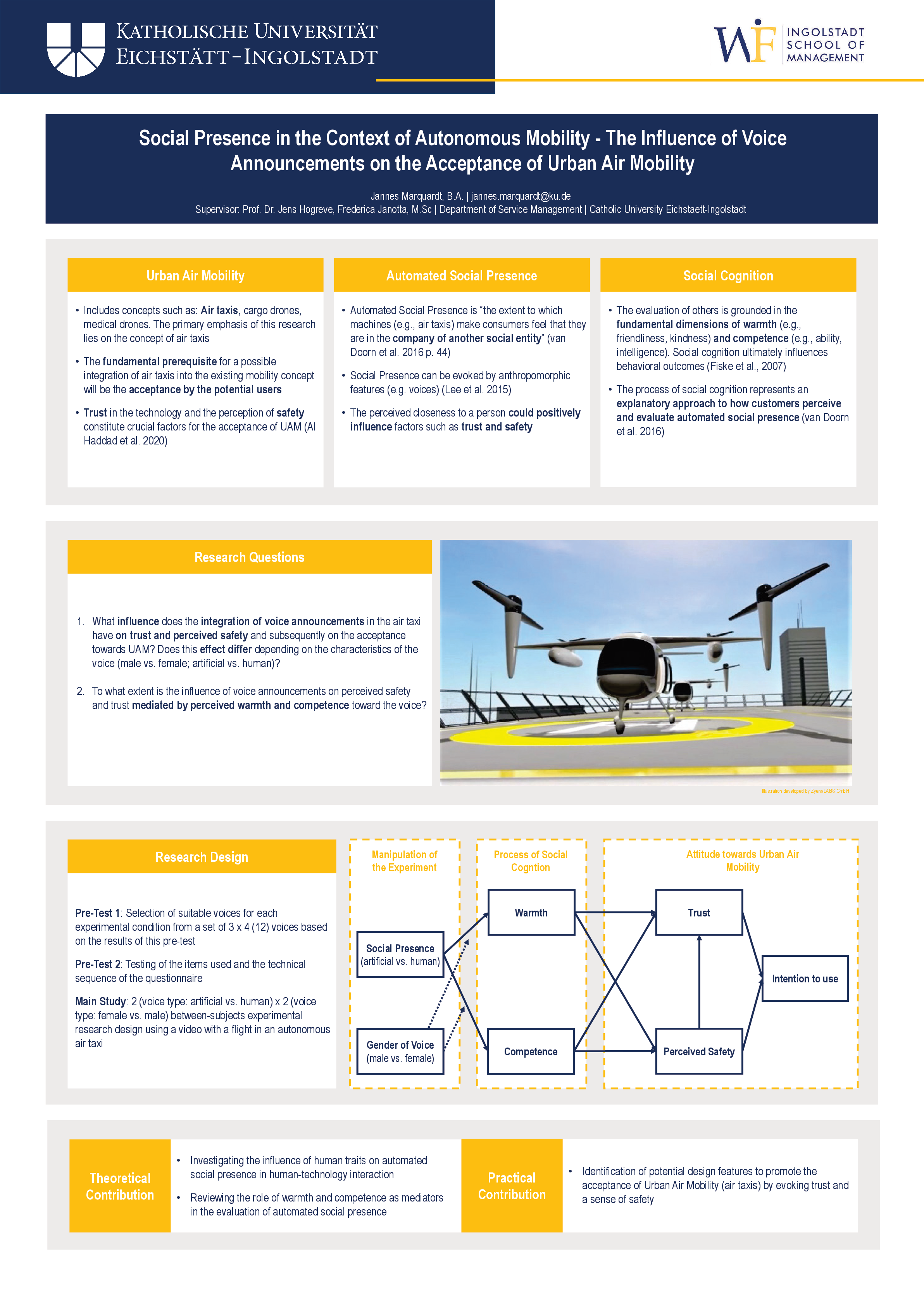 Jannes Marquardt, Social Presence in the Context of Autonomous Mobility - The Influence of Voice  Announcements on the Acceptance of Urban Air Mobility