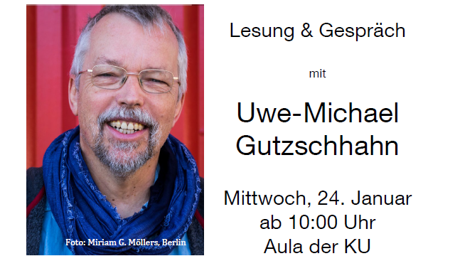Plakat zur Lesung mit Uwe-Michael Gutzschhahn