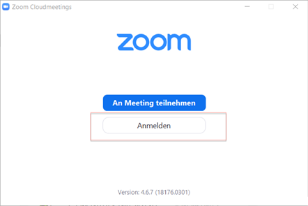 Anmelde-Button im Zoom-Client