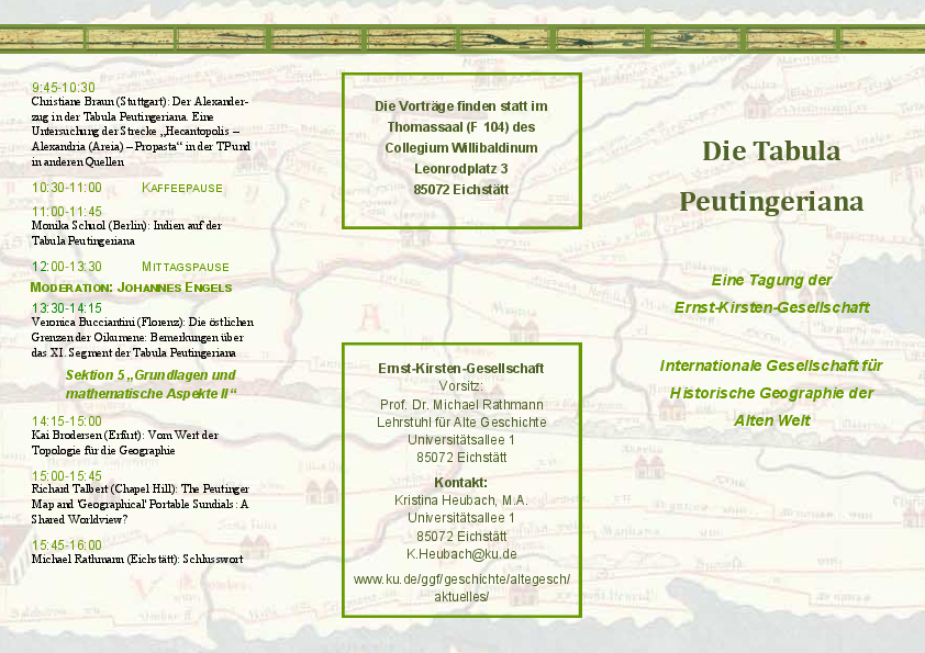 Flyer zur Tagung "Die Tabula Peutingeriana"