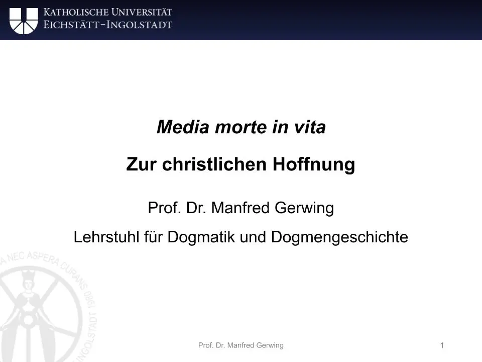 Erste Folie der Präsentation der Abschiedsvorlesung von Prof. Gerwing