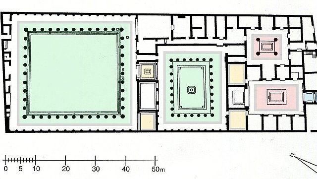 Grundriss der Casa del Fauno mit Gartenbereichen, Pompeji