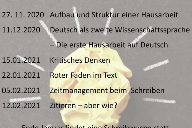 Flyer Semesterworkshop WS 20/21