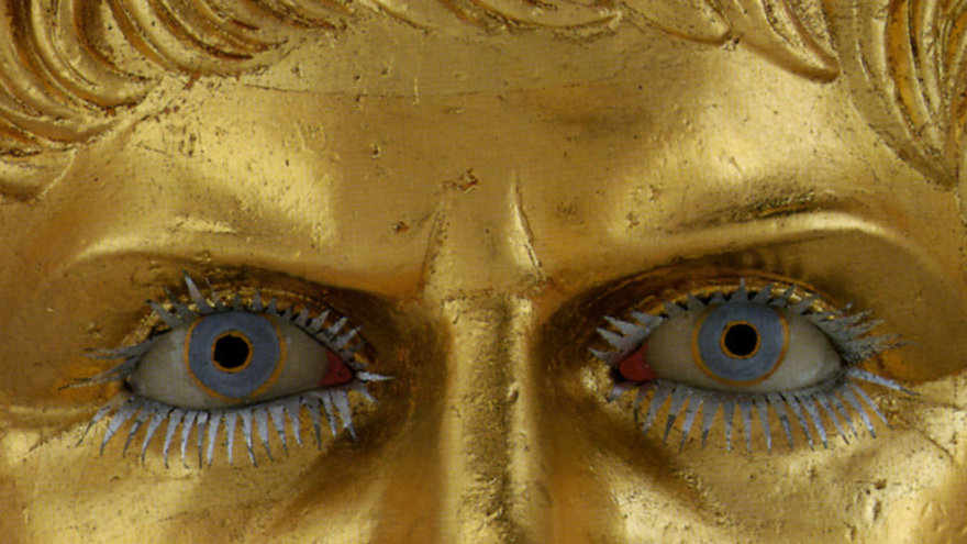vergoldetes Bronzeportrait des Nero, römisch
