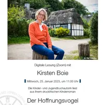 Plakat zur Lesung von Kirsten Boie 2023