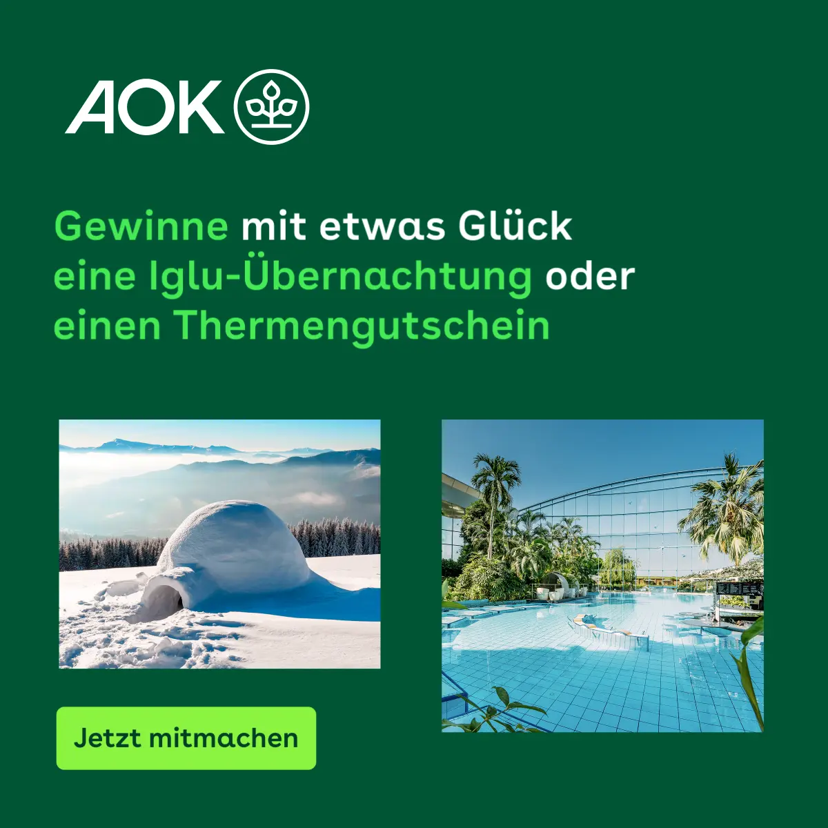Iglu-Übernachtung oder Thermengutschein
