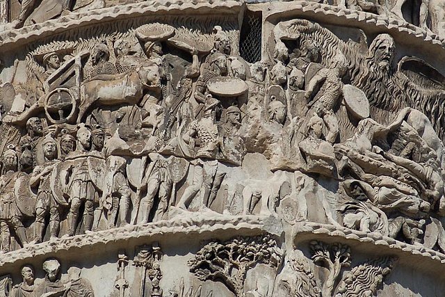 Column of Marcus Aurelius in Rome, 4th turn, east side (Cristiano 64, CC BY-SA 3.0 No.2409338)