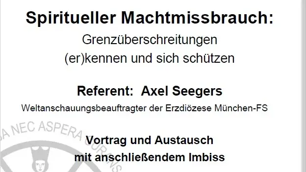 Gastvortrag von Axel Seegers: "Spiritueller Machtmissbrauch: Grenüberschreitungen (er)kennen und sich schützen"