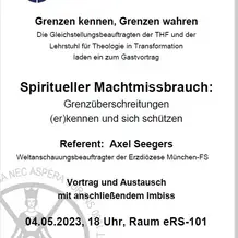Gastvortrag von Axel Seegers: "Spiritueller Machtmissbrauch: Grenüberschreitungen (er)kennen und sich schützen"