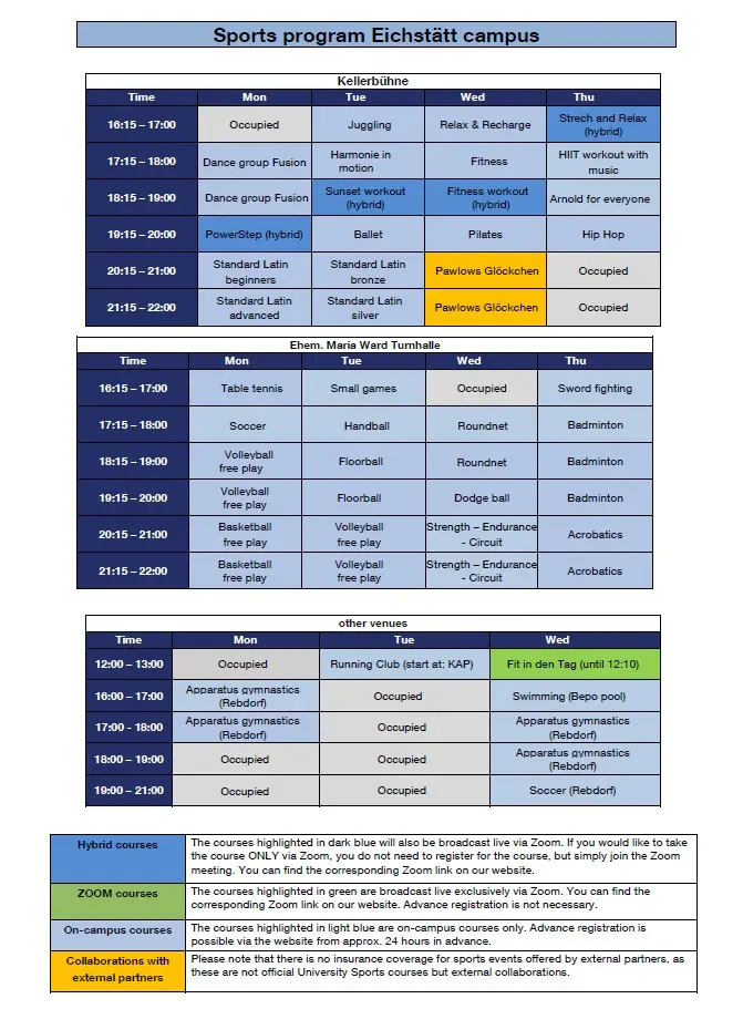 sports program EI WiSe 2025